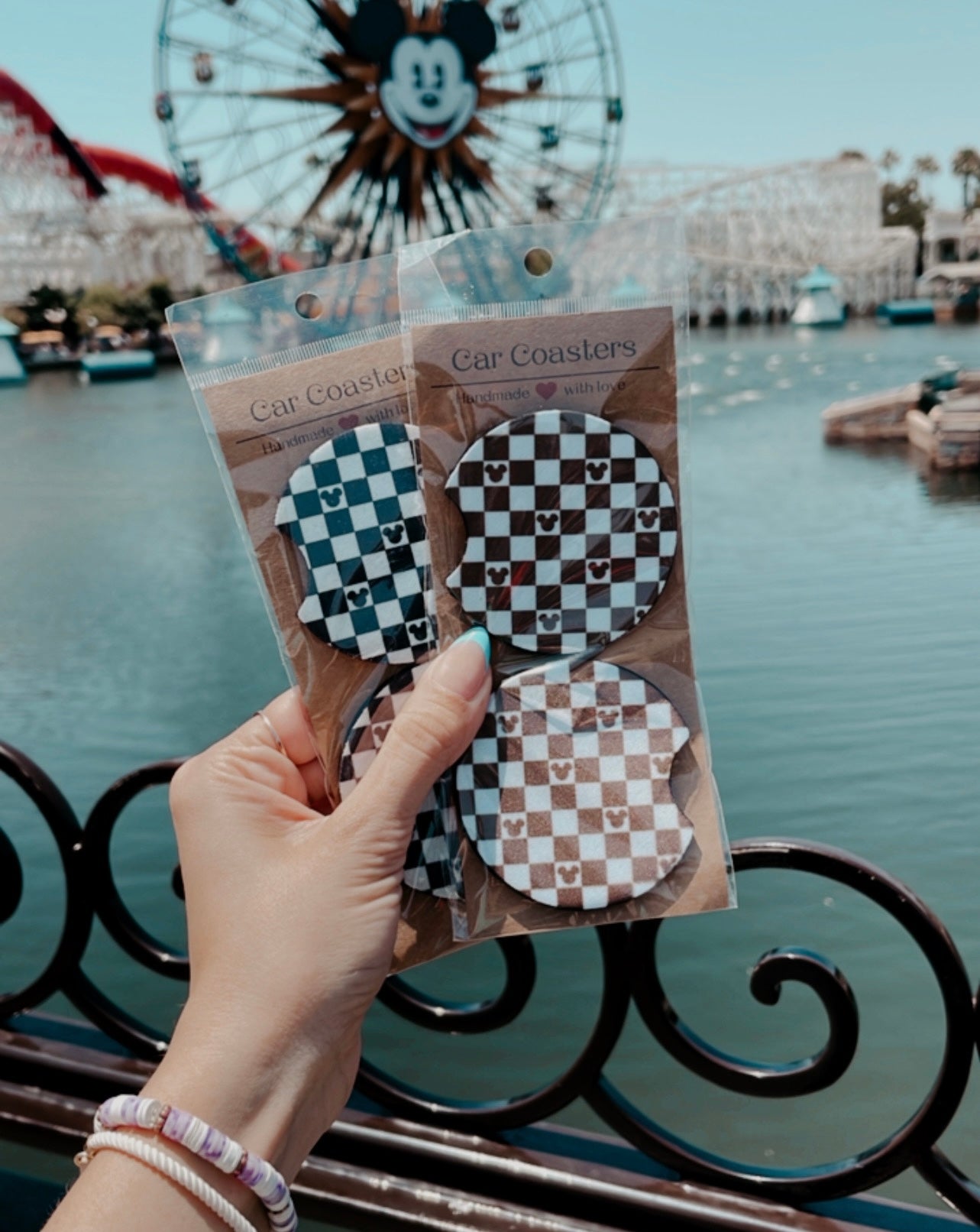 Mouse Checkered Car Coasters