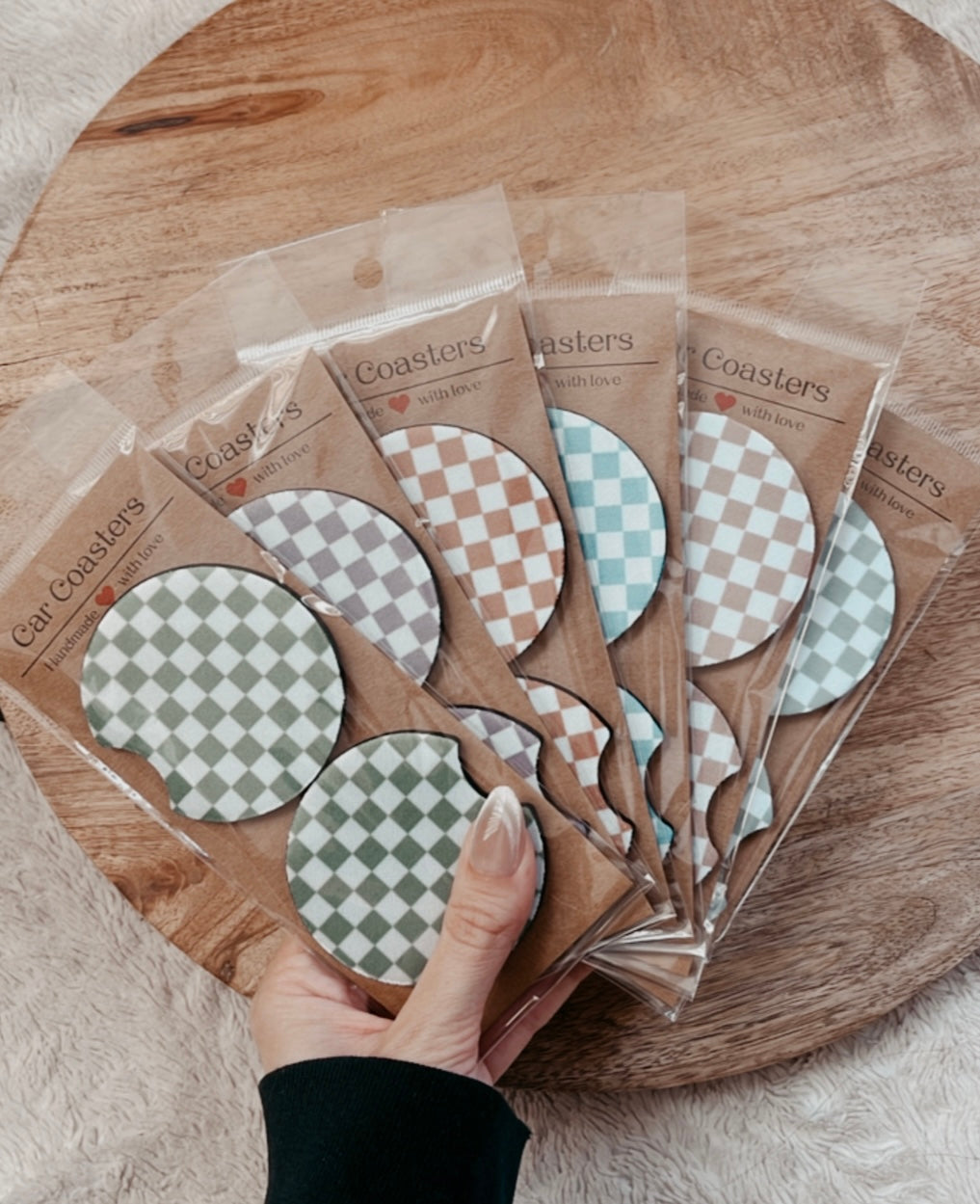 Color Checkered Car Coasters