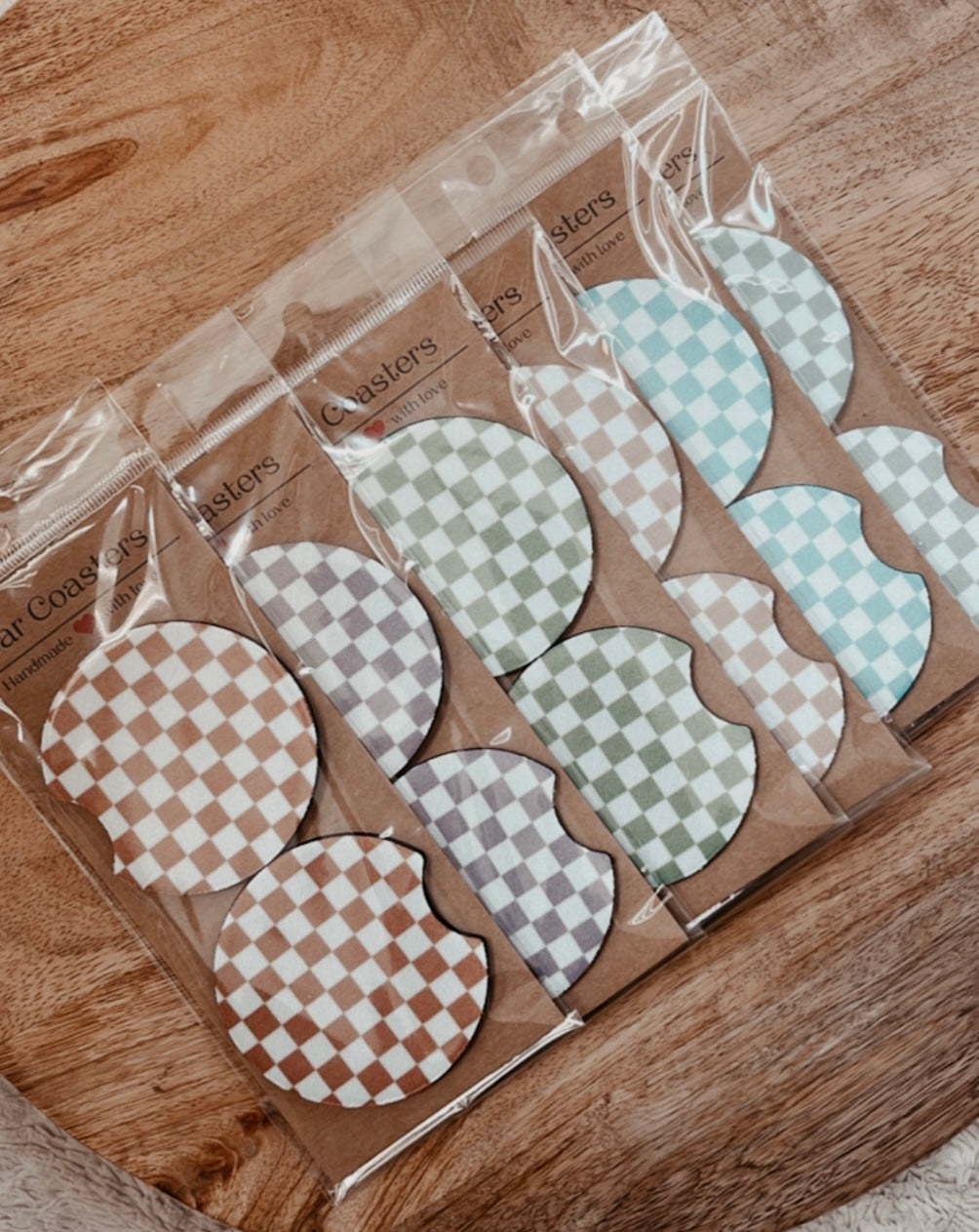 Color Checkered Car Coasters