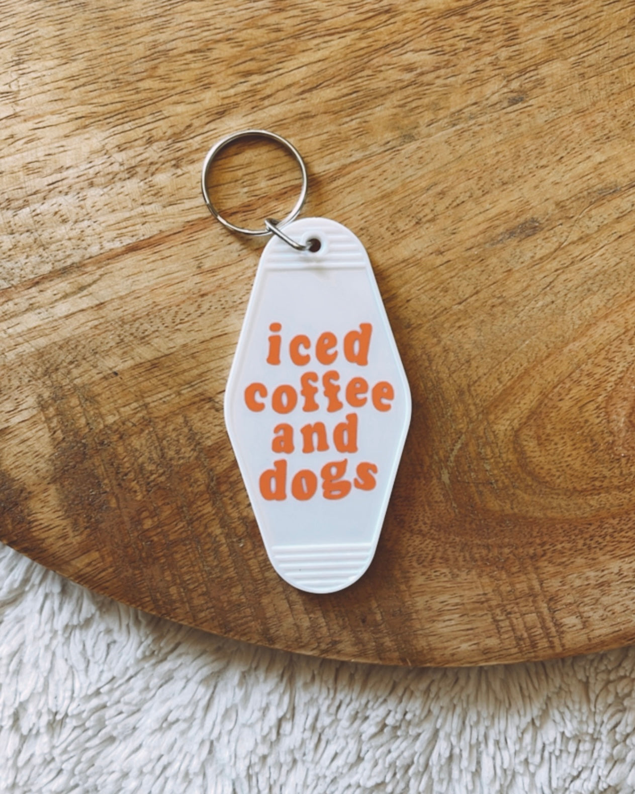 Iced Coffee and Dogs Motel Keychain